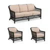 Frontgate Hampton 3-pc. Sofa Set With Two Lounge Chairs In Black Walnut Wicker