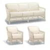 Frontgate Hampton 3-pc. Sofa Set With Two Lounge Chairs In Ivory Wicker