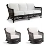 Frontgate Hampton 3-pc. Sofa Set With Two Swivel Lounge Chairs In Black Walnut Wicker