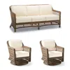 Frontgate Hampton 3-pc. Sofa Set With Two Swivel Lounge Chairs In Driftwood Wicker