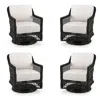 Frontgate Hampton 4-pc. Swivel Lounge Chair In Black Walnut Wicker