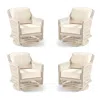 Frontgate Hampton 4-pc. Swivel Lounge Chair In Ivory Wicker