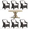 Frontgate Hampton 7-pc. Round Dining Set In Black Walnut Wicker