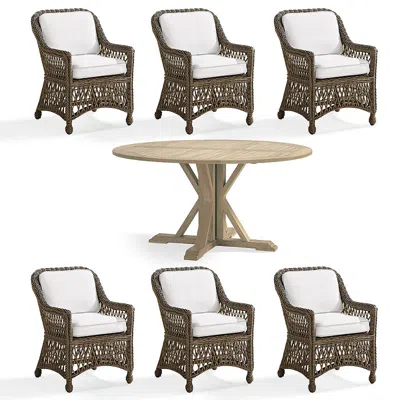 Frontgate Hampton 7-pc. Round Dining Set In Driftwood Wicker