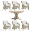 Frontgate Hampton 7-pc. Round Dining Set In Ivory Wicker
