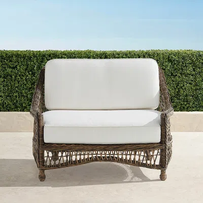 Frontgate Hampton Cuddle Chair With Cushions In Driftwood Wicker In White