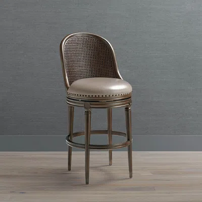 Frontgate Henderson Cane Swivel Bar & Counter Stool In Brown