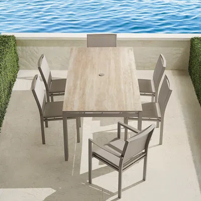 Frontgate Ibiza 7-pc. Rectangular Dining Set In Aluminum In Neutral