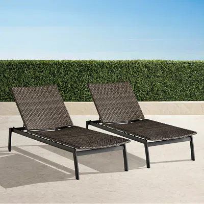 Frontgate Ibiza Chaises In Light Kona Wicker, Set Of Two In Black
