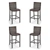 Frontgate Isola 4-pc. Bar Stool In Black Aluminum & Black Walnut Wicker