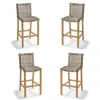 Frontgate Isola 4-pc. Bar Stool In Natural Teak & Driftwood Wicker