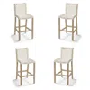 Frontgate Isola 4-pc. Bar Stool In Weathered Teak & Washed White Wicker