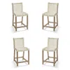 Frontgate Isola 4-pc. Counter Stool In Weathered Teak & Washed White Wicker
