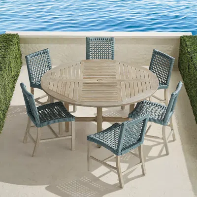 Frontgate Isola 7-pc. Round Dining Set In Harbor Blue Finish In Multi