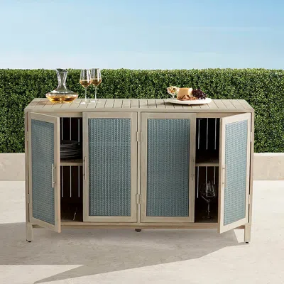 Frontgate Isola Cabinet With Four Doors In Harbor Blue In Neutral
