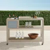 Frontgate Isola Console With Beverage Tub In Weathered Teak & Harbor Blue Wicker