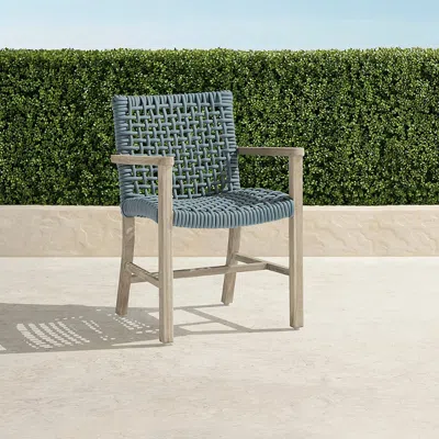 Frontgate Isola Dining Arm Chair In Harbor Blue Finish