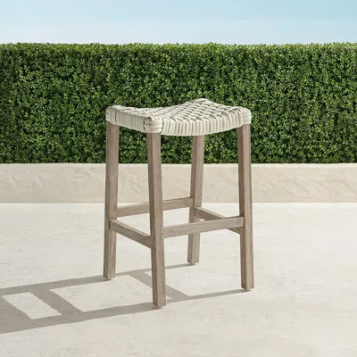 Frontgate Isola Teak Backless Bar Stool In Weathered Finish