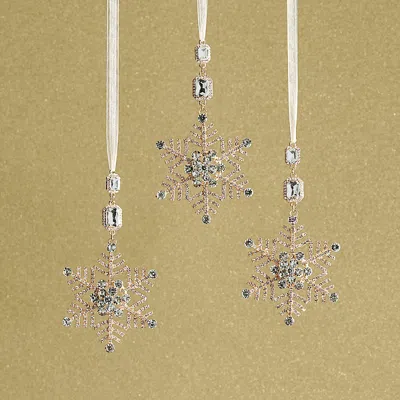 Frontgate Jewelry Snowflake Ornaments, Set Of Three In Gold