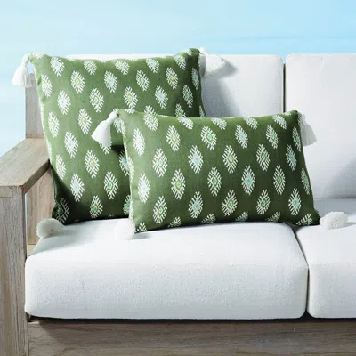 Frontgate Khalo Ikat Indoor/outdoor Pillow In Green