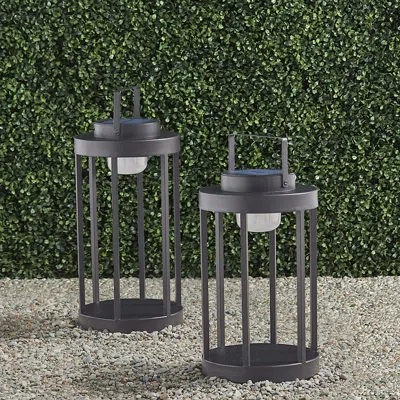 Frontgate Kiara Outdoor Solar Led Lantern In Black