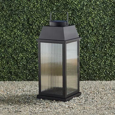 Frontgate Lincoln Outdoor Solar Led Lantern In Black