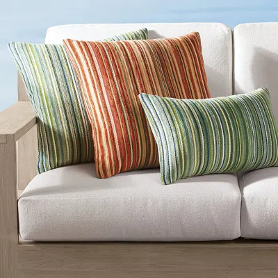 Frontgate Lush Stripe Velvet Indoor/outdoor Pillow By Elaine Smith In Multi