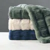 Frontgate Luxury Faux Fur Sculpted Throw In Green