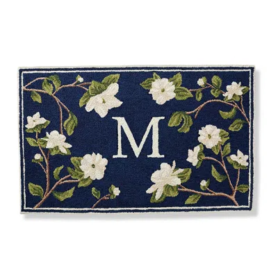 Frontgate Magnolia Monogram Door Mat In Black
