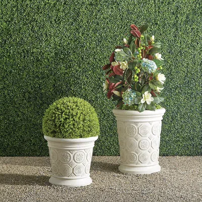 Frontgate Marin Embossed Planters In White