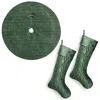 Frontgate Marquette Fern Green Tree Skirt & Stocking Set