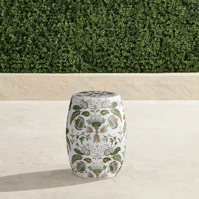 Frontgate Melograna Handpainted Accent Stool In Burgundy