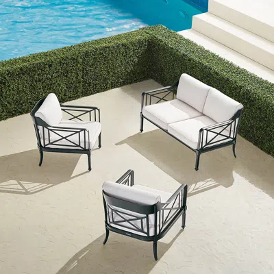 Frontgate Mercier 3-pc. Loveseat Set In Onyx Aluminum In Black