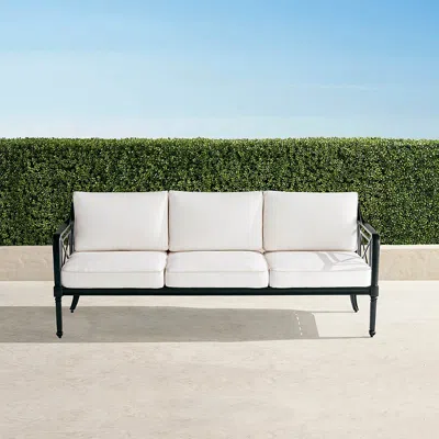 Frontgate Mercier Sofa With Cushions In Onyx Aluminum In White
