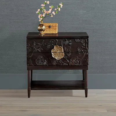 Frontgate Miri Hand Carved Nightstand In Brown