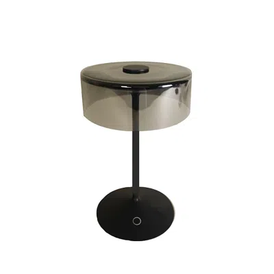Frontgate Myla Rechargeable Table Lamp With Grey Glass Shade In White With Smoke Glass