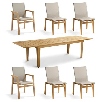 Frontgate Newport 7-pc. Rectangular Extendable Dining Set In Weathered Teak
