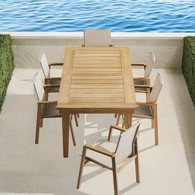 Frontgate Newport Teak 7-pc. Dining Set In Sand In Brown