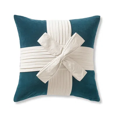 Frontgate Noel Bow Velvet Pillow Cover In Blue