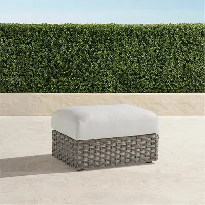 Frontgate Nuvola Ottoman With Cushion In Oyster Wicker In Brown