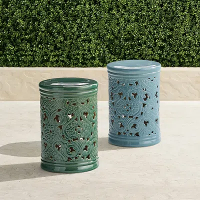 Frontgate Ophelia Accent Stool In Green