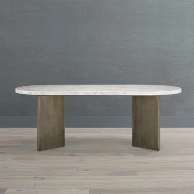Frontgate Oslo Dining Table In Silver Travertine
