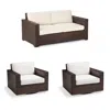 Frontgate Palermo 3-pc. Loveseat Set With Two Swivel Lounge Chairs In Bronze Wicker