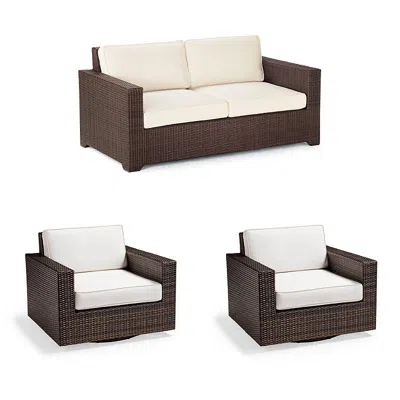 Frontgate Palermo 3-pc. Loveseat Set With Two Swivel Lounge Chairs In Bronze Wicker