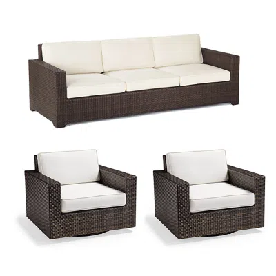 Frontgate Palermo 3-pc. Sofa Set With Two Swivel Lounge Chairs In Bronze Wicker In Brown