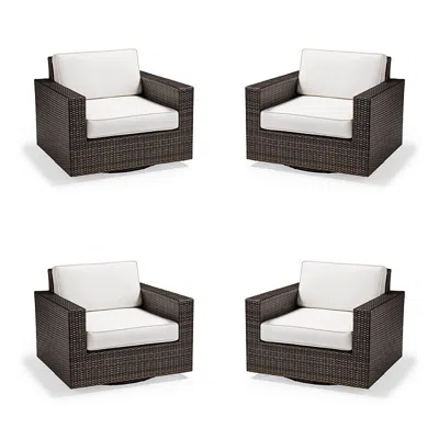 Frontgate Palermo 4-pc. Swivel Lounge Chair In Bronze Wicker