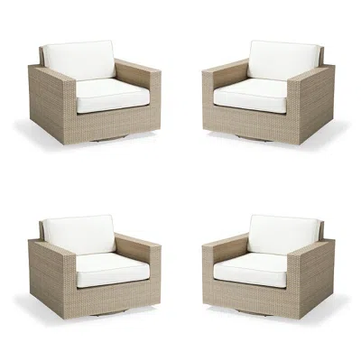 Frontgate Palermo 4-pc. Swivel Lounge Chair In Dove Wicker
