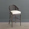 Frontgate Paola Swivel Cane Bar & Counter Stool In Performance Linen White,sable Bar Stool