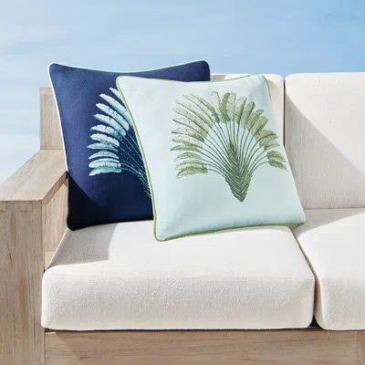 Frontgate Paradise Palm Indoor/outdoor Pillow In Blue