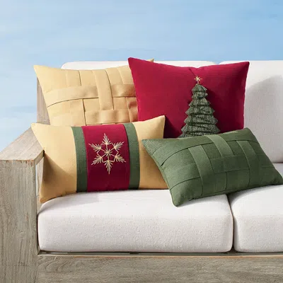 Frontgate Peaceful Pine Indoor/outdoor Pillow By Elaine Smith In Red